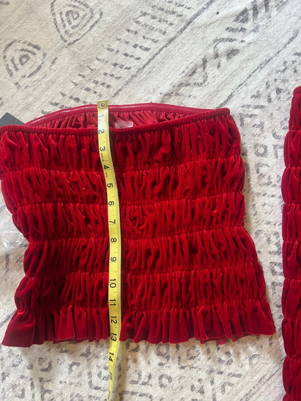 Norma Kamali Red Ruched Square-Neck Tube Top with separate sleeves - Picture 9 of 10